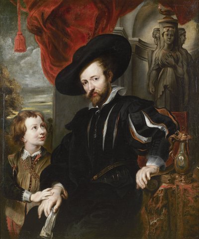 Retrato de Peter Paul Rubens con su hijo Albert, mediados del siglo XVII de Peter Paul, Rubens
