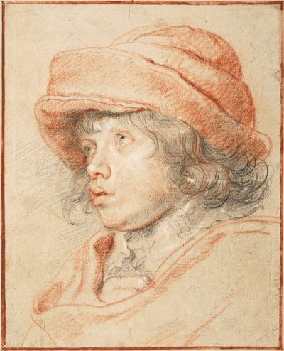 El hijo de Rubens, Nicolaas, con un gorro de fieltro rojo de Peter Paul Rubens