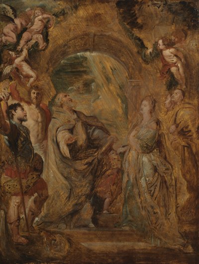 San Gregorio Magno con los santos Mauro y Papiano, y Santa Domitila con los santos Nereo y Aquileo de Peter Paul Rubens