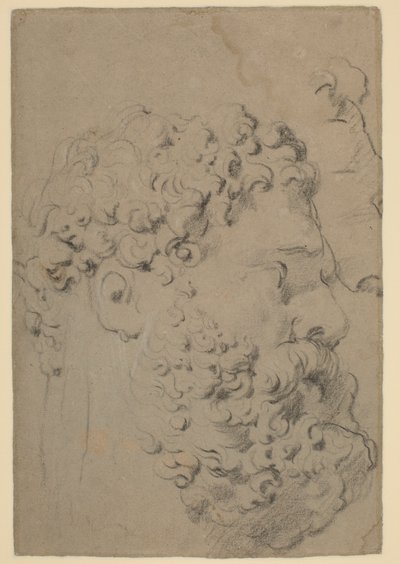 Estudios de la cabeza y perfil del Hércules Farnesio visto desde un punto de vista inferior de Peter Paul Rubens