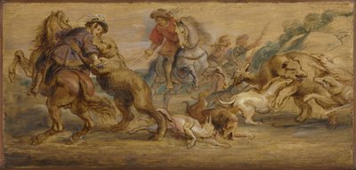 Estudio para "La caza del oso" (para el Alcázar, Madrid), c.1639 de Peter Paul Rubens