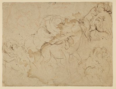 Estudio de figuras masculinas y centauros femeninos (Centaurides) (verso) de Peter Paul Rubens