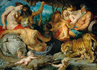Los cuatro continentes, c.1615 (óleo sobre lienzo) de Peter Paul Rubens
