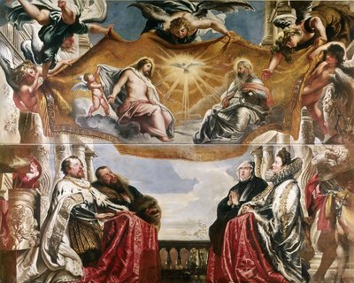 La familia Gonzaga en adoración de la Santísima Trinidad, 1604-1605 de Peter Paul Rubens