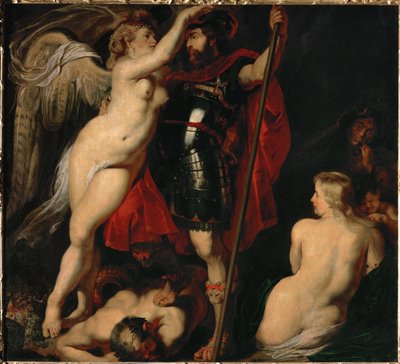 El Héroe de la Virtud, Marte, coronado por la Diosa de la Victoria (pintura sobre lienzo) de Peter Paul Rubens