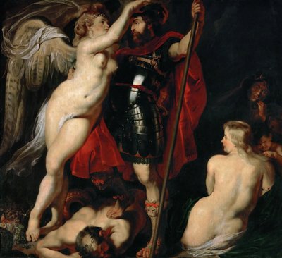 El héroe de la virtud Marte, es coronado por la diosa de la victoria, ca. 1616 de Peter Paul Rubens