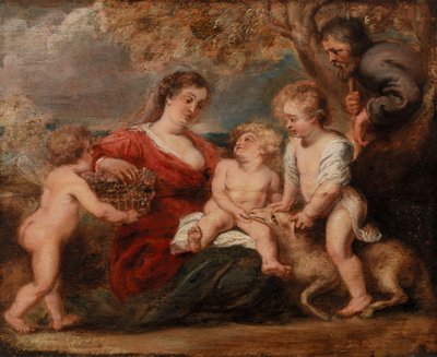 La Sagrada Familia con San Juan Bautista y un Ángel de Peter Paul Rubens
