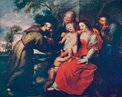 La Sagrada Familia con los santos Francisco y Ana y el niño San Juan Bautista, c. 1630 de Peter Paul Rubens