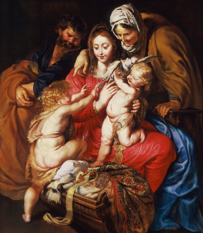 La Sagrada Familia con Santa Isabel, San Juan y una paloma de Peter Paul Rubens