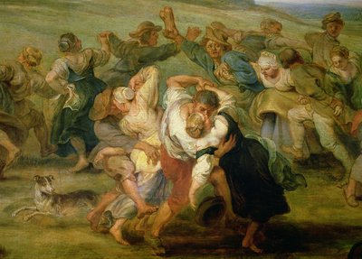 La Kermesse (detalle de campesinos bailando) de Peter Paul Rubens