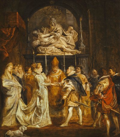 El matrimonio por poder de la princesa María de Médici y el rey Enrique IV de Francia en el Duomo, Florencia, 5 de octubre de 1600 de Peter Paul Rubens