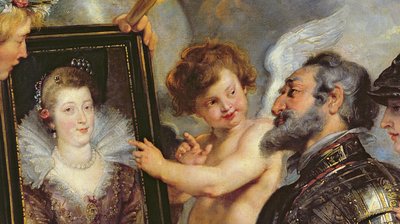 El Ciclo de los Medici: Enrique IV (1553-1610) Recibiendo el Retrato de María de Medici (1573-1642) 1621-25 (detalle) de Peter Paul Rubens