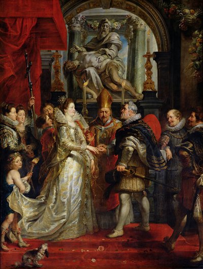 El matrimonio por poder de María de Médici (1573-1642) y Enrique IV (1573-1642) 5 de octubre de 1600, 1621-25 de Peter Paul Rubens