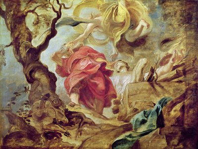 El Sacrificio de Isaac, boceto para la sección del techo en la Iglesia Jesuita, Amberes, 1620-21 de Peter Paul Rubens