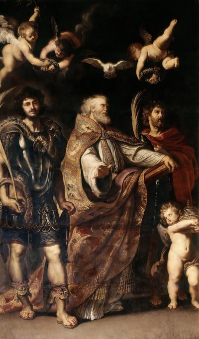 Los Santos Gregorio I, Mauro y Papías, 1608 de Peter Paul Rubens