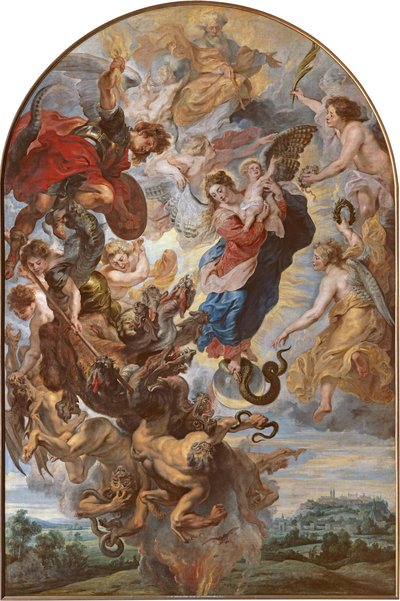 La Virgen como mujer apocalíptica sobre la luna de Peter Paul Rubens
