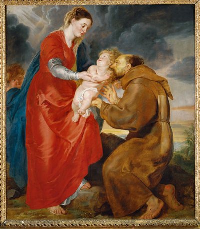 La Virgen presenta el niño Jesús a San Francisco de Peter Paul Rubens