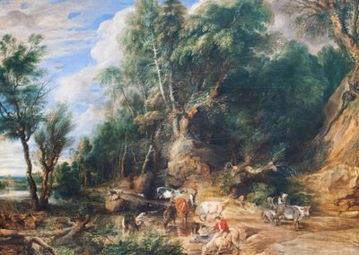El abrevadero, c.1615-22 (óleo sobre roble) de Peter Paul Rubens