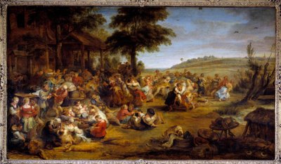 La feria o boda en el pueblo. Mesa que representa una fiesta campestre de Peter Paul Rubens