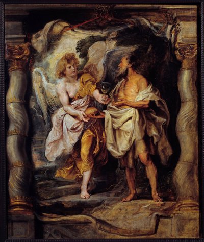 El profeta Elías recibe pan y agua de un ángel de Peter Paul Rubens