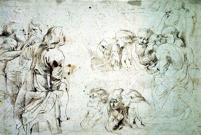 Tres grupos de apóstoles en la Última Cena de Peter Paul Rubens