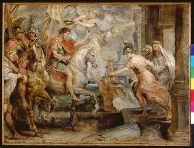 Entrada triunfal de Constantino en Roma (óleo sobre madera) de Peter Paul Rubens
