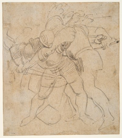 Dos soldados blindados luchando (r); un perro de Peter Paul Rubens