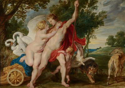 Venus tratando de detener a Adonis de partir para la caza, c.1600-1700 de Peter Paul Rubens