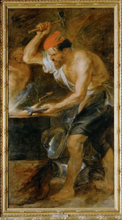 Vulcano forjando el rayo de Júpiter (pintura sobre lienzo) de Peter Paul Rubens