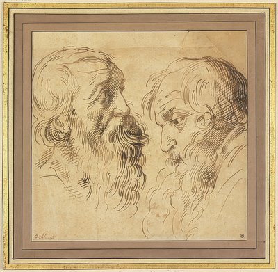 Dos cabezas barbudas de perfil hacia la derecha e izquierda de Peter Paul Rubens