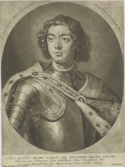 Retrato del Emperador Pedro I el Grande 1672-1725, ca. 1700 de Peter Schenk