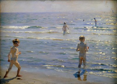 Niños bañándose. Luz del sol. Skagen de Peder Severin Krøyer