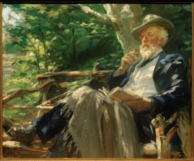 Retrato del poeta Holger Drachmann en el bosque de Skagen de Peder Severin Krøyer