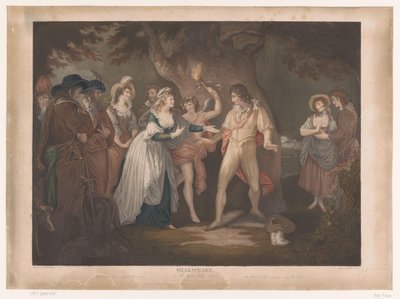 Rosalind verrast Orlando en het bos Shakespeare. Como te gusta (título en el objeto) de Peter Simon
