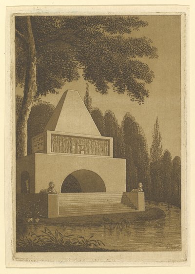 Monumento del Templo en un Parque junto a un Lago de Peter Speeth