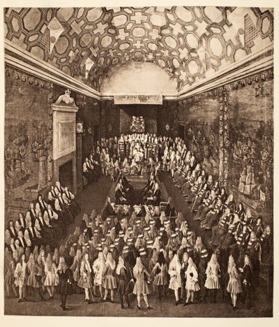 La Reina Ana en la Cámara de los Lores, pub. 1902 de Peter Tillemans