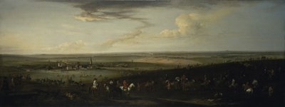 Vista del viejo Newmarket con el curso de riego en Warren Hill de Peter Tillemans