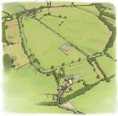 Vista Aérea de las Murallas de la Ciudad Romana de Silchester desde el Noroeste, c2010 de Peter Urmston