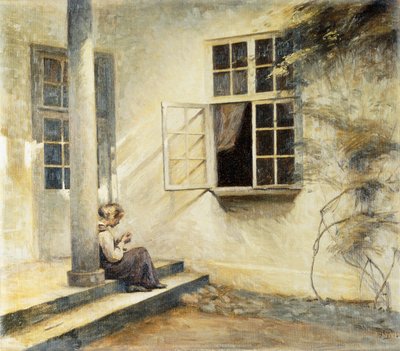Una Chica Sentada en un Porche, Liselund de Peter Vilhelm Ilsted