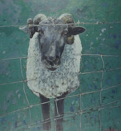 Oveja que espera, 2000 (óleo sobre lienzo) de Peter Wilson