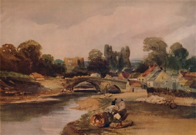 Un pueblo en un río, c1824 de Peter de Wint