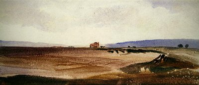 Un paisaje abierto con un carro en la distancia de Peter de Wint