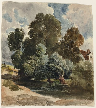 Arboleda (recto), Boceto de la iglesia de Aderley (verso) de Peter de Wint