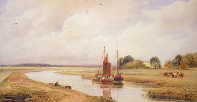Ferry de Langrick en el Río Witham cerca de Boston, Lincolnshire de Peter de Wint