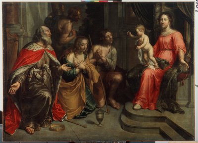""Los pecadores ante la Virgen"" (Los pecadores ante la Virgen) Pintura de Peeter (Peter) van Lint (1609-1690) Museo estatal al aire libre del siglo XVII Palacio Gatchina, San Petersburgo de Peter van Lint