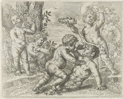 putti de lucha Batalla entre la virtud y el vicio de Peter van Lint