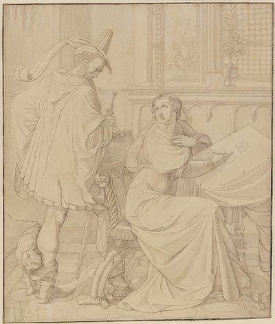 Siete dibujos de los Nibelungos: 3. La traición de Hagen. 1812-17 de Peter von Cornelius