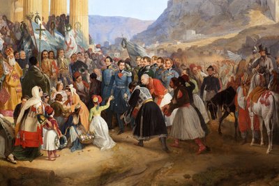 La entrada del Rey Othon I de Grecia a Atenas de Peter von Hess
