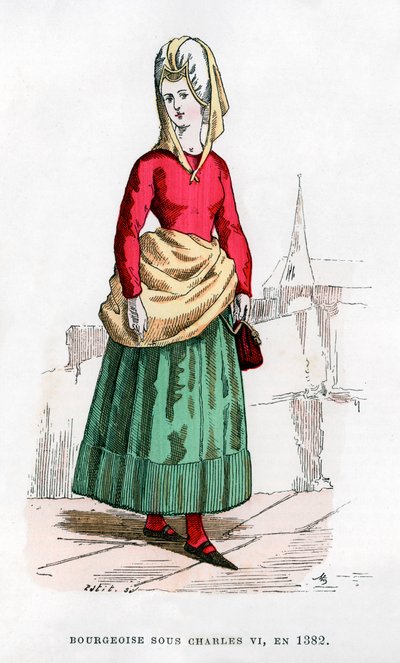 Burguesa con traje de la época de Carlos VI de Francia, 1382 1882-1884 de Petit
