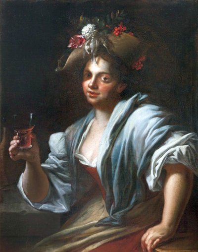 Chica con copa de vino de Petr Brandl